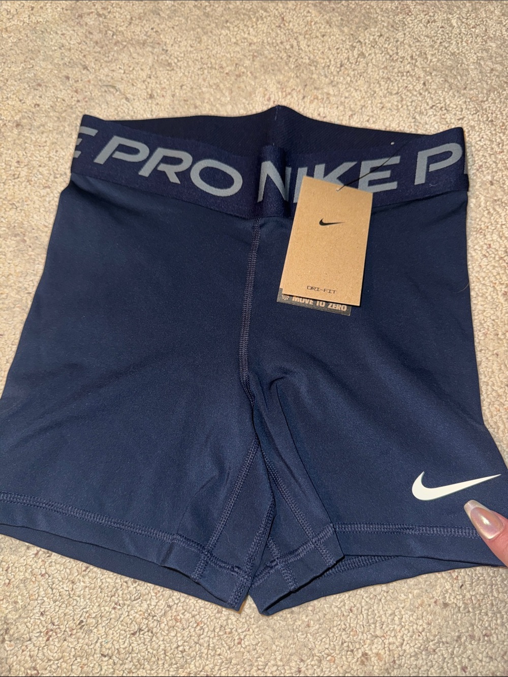 Nike Navy Girls' Pro Performance Shorts with White Swoosh